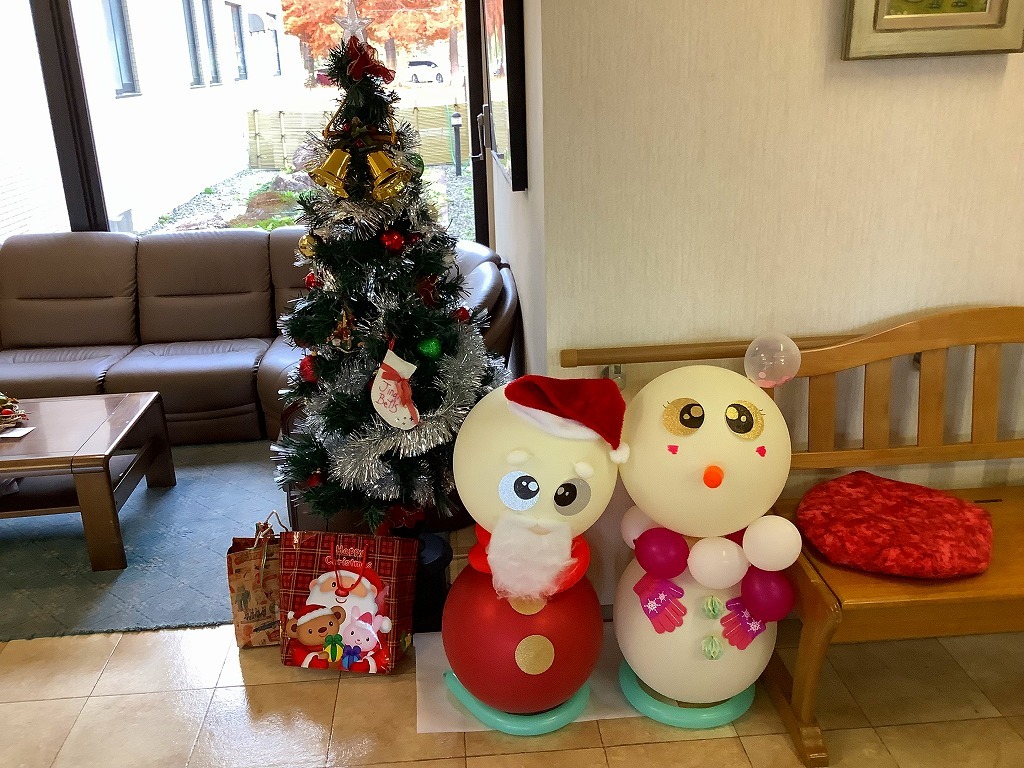 風船サンタ＆雪ダルマ